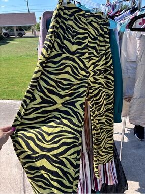 Wide Leg Zebra Print Pants in Yellow and Black